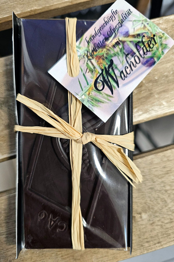 Zartbitter Schokolade mit Wacholder